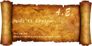 Apáti Ervina névjegykártya